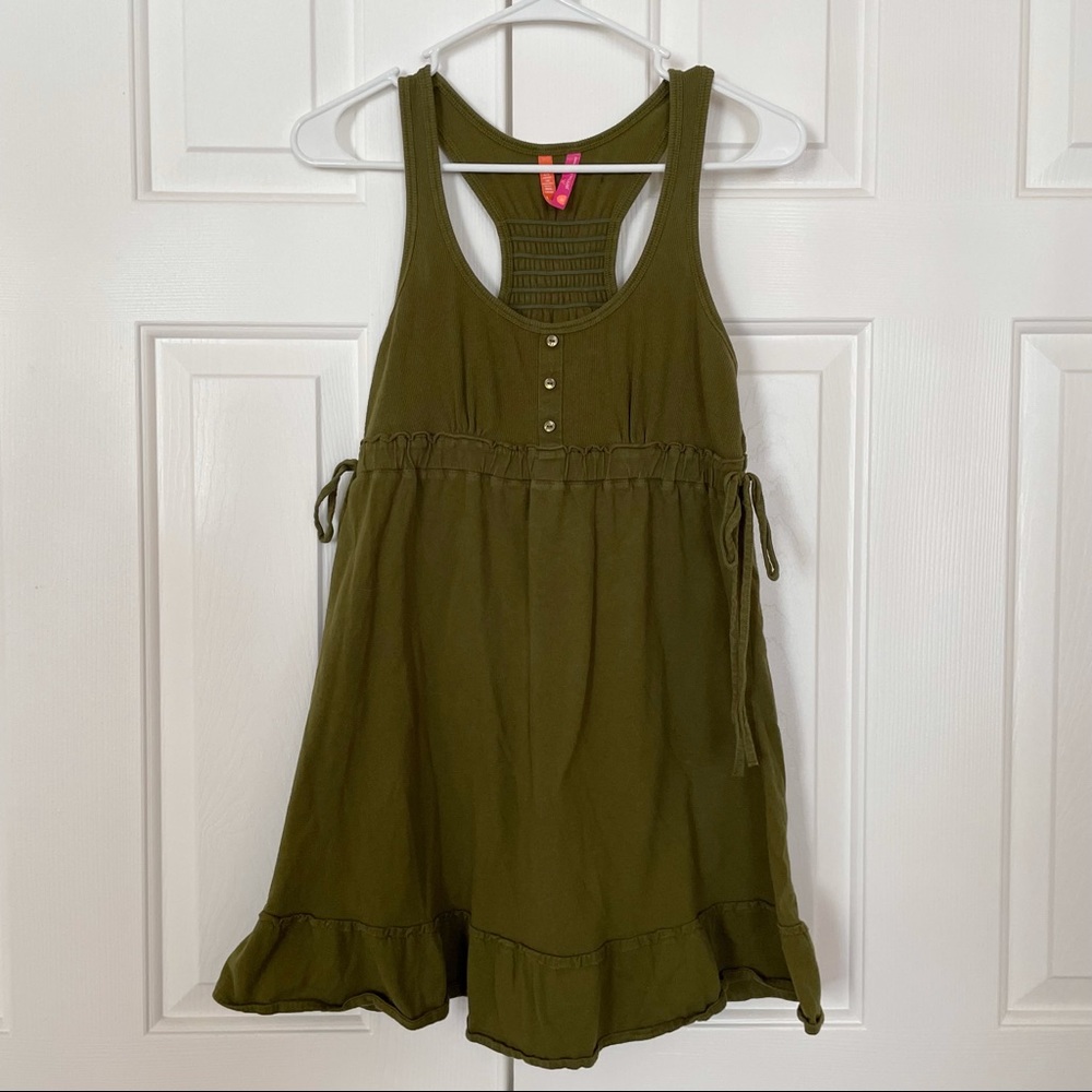 (S) Army Green Long Cotton Baby Doll Top Jenni